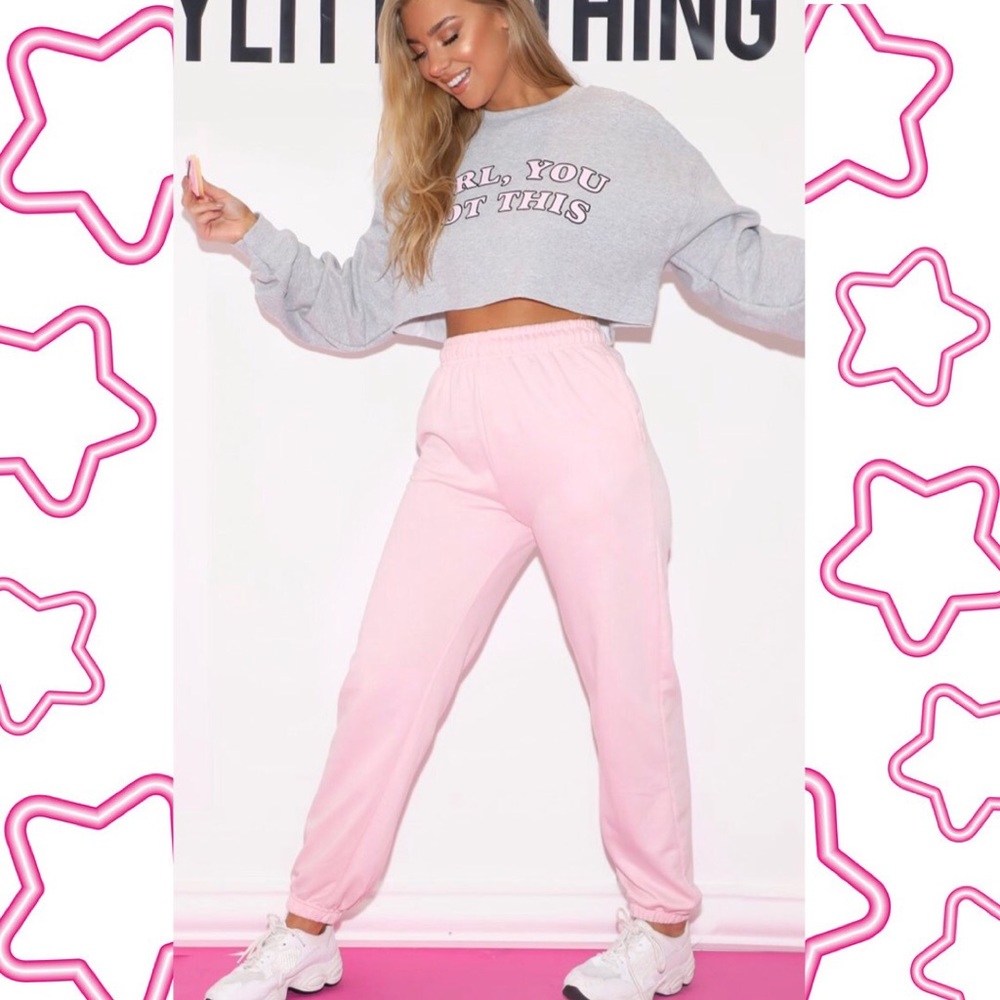 PLT Baby Pink Casual Joggers